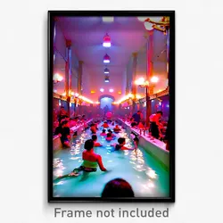 Pixel Art Poster - Crowded Baths (8 Bit Psychedelic Trippy Video Game Print)