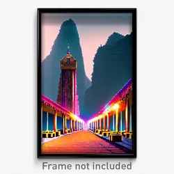 Pixel Art Poster - Long Landmark (8 Bit Psychedelic Trippy Video Game Print)