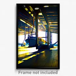 Pixel Art Poster - Harmonious Shipyard (8 Bit Psychedelic Video Game Print)