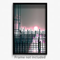 Pixel Art Poster - Wire Frame Land (8 Bit Psychedelic Trippy Video Game Print)