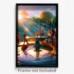 Pixel Art Poster - Brilliant Watering Hole (8 Bit Psychedelic Video Game Print)