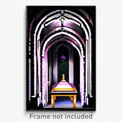 Pixel Art Poster - Glamorous Crypt (8 Bit Psychedelic Trippy Video Game Print)