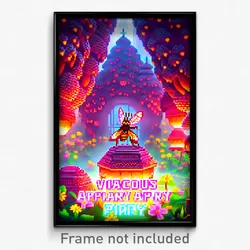 Pixel Art Poster - Vivacious Apiary (8 Bit Psychedelic Trippy Video Game Print)
