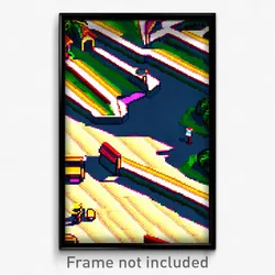 Pixel Art Poster - Zigzag Campsite (8 Bit Psychedelic Trippy Video Game Print)