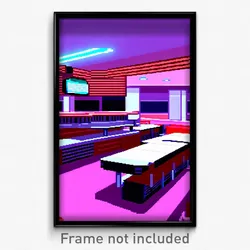 Pixel Art Poster - Digital 50'S Diner (8 Bit Psychedelic Video Game Print)