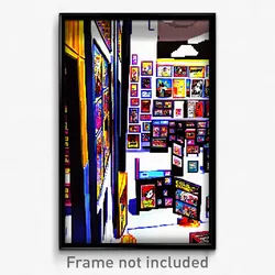 Pixel Art Poster - Cold Comic Book Store (8 Bit Psychedelic Video Game Print)