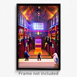 Pixel Art Poster - Plush Longhouse (8 Bit Psychedelic Trippy Video Game Print)
