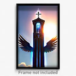 Pixel Art Poster - Flying Tabernacle (8 Bit Psychedelic Trippy Video Game Print)