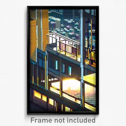 Pixel Art Poster - Urban Vista (8 Bit Psychedelic Trippy Weird Video Game Print)
