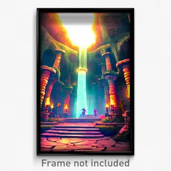 Pixel Art Poster - Enchanted Catacombs (8 Bit Psychedelic Video Game Print)