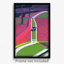 Pixel Art Poster - Acidic Racetrack (8 Bit Psychedelic Trippy Video Game Print)