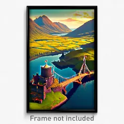 Pixel Art Poster - Puzzling Highland (8 Bit Psychedelic Trippy Video Game Print)