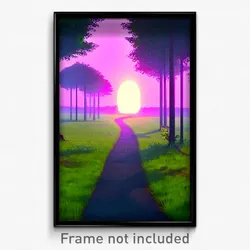 Pixel Art Poster - Flat Grove (8 Bit Psychedelic Trippy Weird Video Game Print)