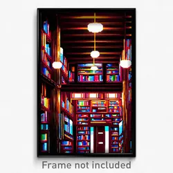 Pixel Art Poster - Captivating Library (8 Bit Psychedelic Video Game Print)
