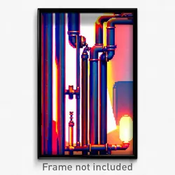 Pixel Art Poster - Realistic Pipes (8 Bit Psychedelic Trippy Video Game Print)