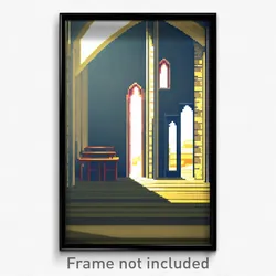 Pixel Art Poster - Simplistic Nunnery (8 Bit Psychedelic Video Game Print)