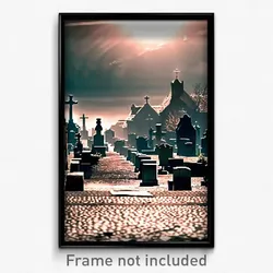 Pixel Art Poster - Stupendous Graveyard (8 Bit Psychedelic Video Game Print)