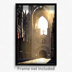 Pixel Art Poster - Empty Abbey (8 Bit Psychedelic Trippy Weird Video Game Print)