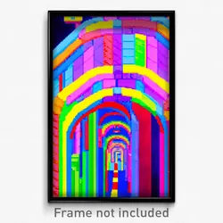 Pixel Art Poster - Colorful Aquaduct (8 Bit Psychedelic Trippy Video Game Print)