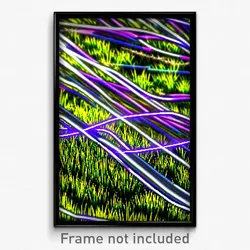 Pixel Art Poster - Wire Frame Glitchy Grass (8 Bit Psychedelic Video Game Print)