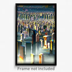 Pixel Art Poster - Gigantic Cemetery (8 Bit Psychedelic Trippy Video Game Print)