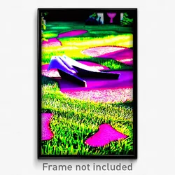 Pixel Art Poster - Quirky Lawn (8 Bit Psychedelic Trippy Weird Video Game Print)