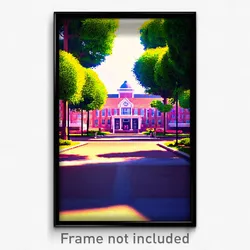 Pixel Art Poster - Made Up Campus (8 Bit Psychedelic Trippy Video Game Print)