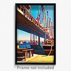 Pixel Art Poster - Beautiful Shipyard (8 Bit Psychedelic Video Game Print)