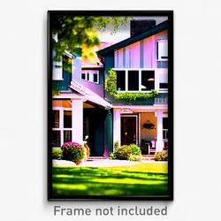 Pixel Art Poster - Homely House (8 Bit Psychedelic Trippy Video Game Print)