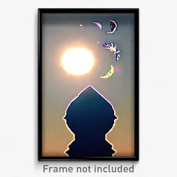 Pixel Art Poster - Tall Sun And Moon (8 Bit Psychedelic Trippy Video Game Print)