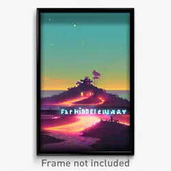 Pixel Art Poster - Far Hideaway (8 Bit Psychedelic Trippy Video Game Print)