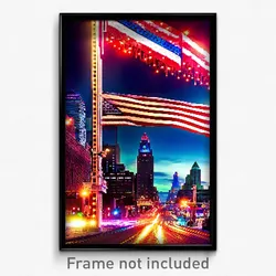 Pixel Art Poster - Flamboyant American City (8 Bit Psychedelic Video Game Print)