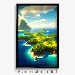 Pixel Art Poster - Active Archipelago (8 Bit Psychedelic Video Game Print)