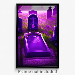 Pixel Art Poster - Purple Grave (8 Bit Psychedelic Trippy Video Game Print)