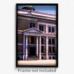 Pixel Art Poster - Aged Courthouse (8 Bit Psychedelic Trippy Video Game Print)