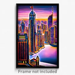 Pixel Art Poster - Glossy Canadian City (8 Bit Psychedelic Video Game Print)