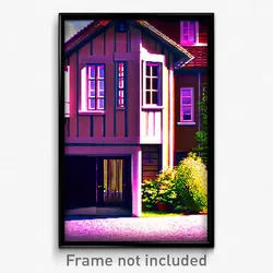 Pixel Art Poster - Notable House (8 Bit Psychedelic Trippy Video Game Print)