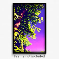 Pixel Art Poster - Leafy Gorge (8 Bit Psychedelic Trippy Weird Video Game Print)