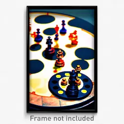 Pixel Art Poster - Round Chess Board (8 Bit Psychedelic Trippy Video Game Print)