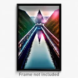 Pixel Art Poster - Triangular Canal (8 Bit Psychedelic Trippy Video Game Print)