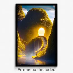 Pixel Art Poster - Golden Hollow (8 Bit Psychedelic Trippy Video Game Print)