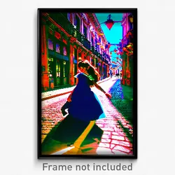Pixel Art Poster - Elaborate Street (8 Bit Psychedelic Trippy Video Game Print)