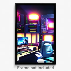 Pixel Art Poster - Gargantuan Computer (8 Bit Psychedelic Video Game Print)