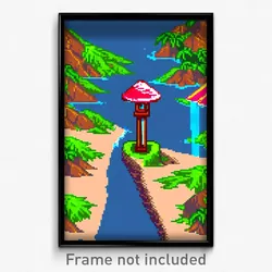 Pixel Art Poster - Shifty Island (8 Bit Psychedelic Trippy Video Game Print)