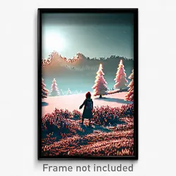 Pixel Art Poster - Frosty Wilderness (8 Bit Psychedelic Trippy Video Game Print)