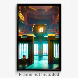 Pixel Art Poster - Droopy Fort (8 Bit Psychedelic Trippy Weird Video Game Print)