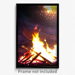 Pixel Art Poster - Warped Bonfire (8 Bit Psychedelic Trippy Video Game Print)