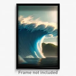 Pixel Art Poster - Sky Blue Tsunami (8 Bit Psychedelic Trippy Video Game Print)