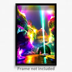 Pixel Art Poster - Flashy Grotto (8 Bit Psychedelic Trippy Video Game Print)
