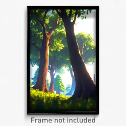 Pixel Art Poster - Attractive Trees (8 Bit Psychedelic Trippy Video Game Print)